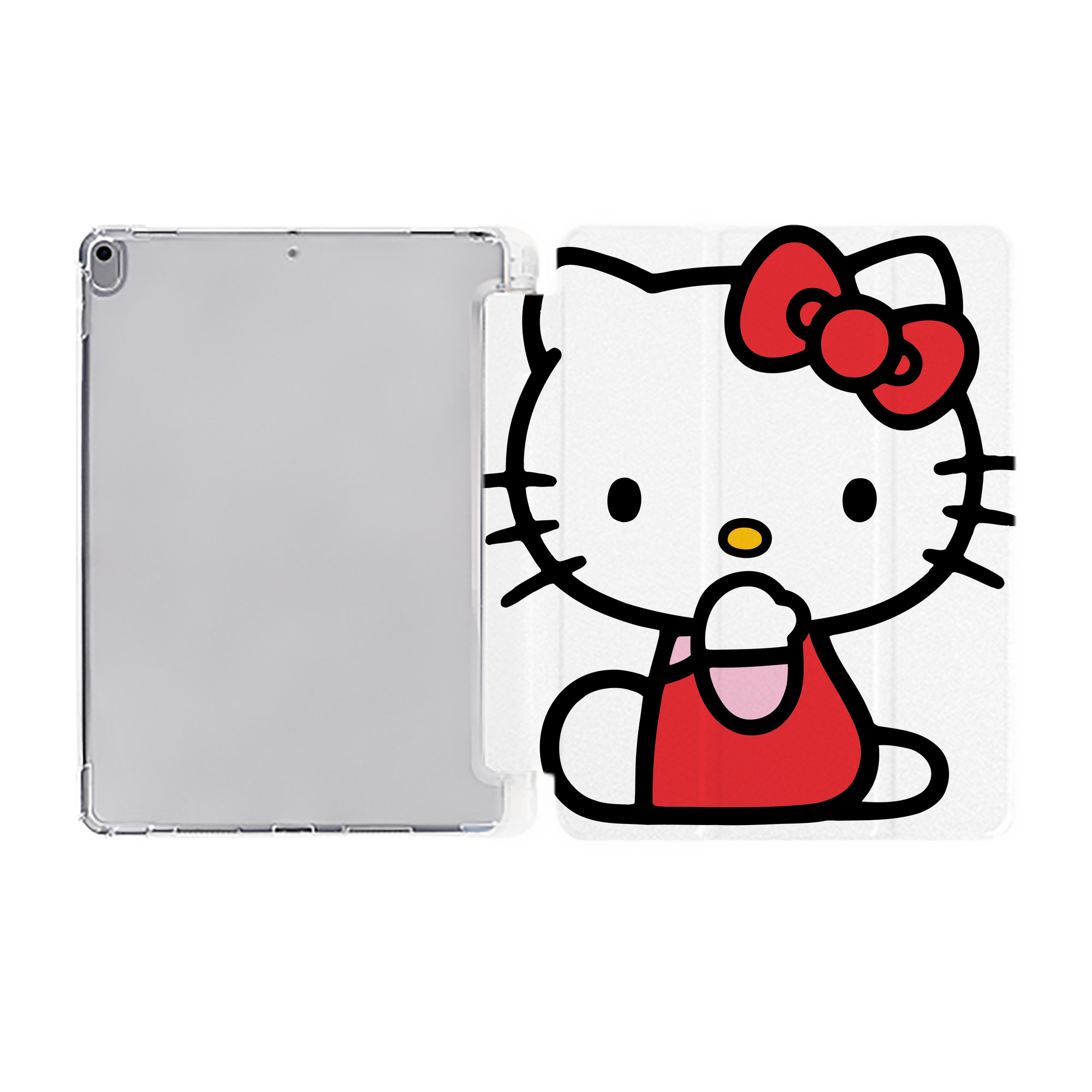（画像用） Hello Kitty ハローキティ IPad ケース ペン収納付き 三つ折りスタンド PUレザー×シリコン 対応機種9.5/10.5/10.9インチ